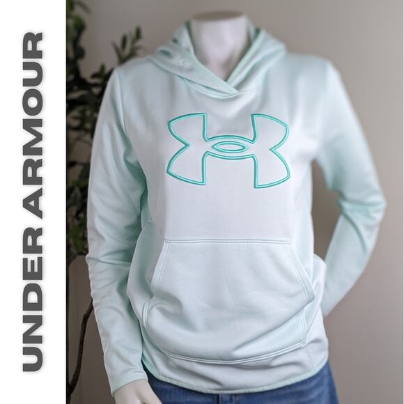 Under Armour Big Logo Fleece-Lined Hoodie Sweatshirt, Sea Glass Blue - Picture 1 of 9